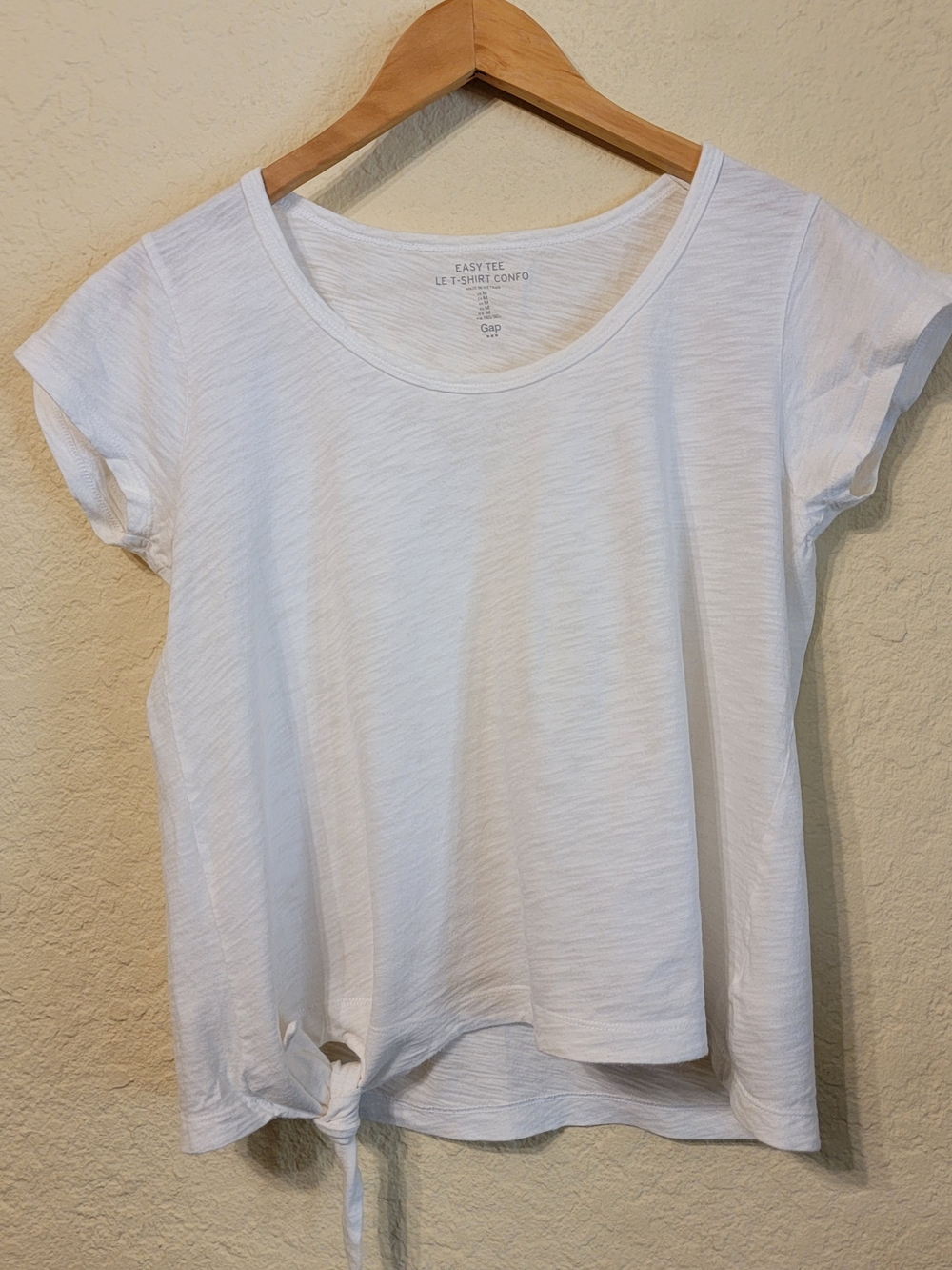 Gap Factory Women’s White Easy Tee with Front Tie Sz M